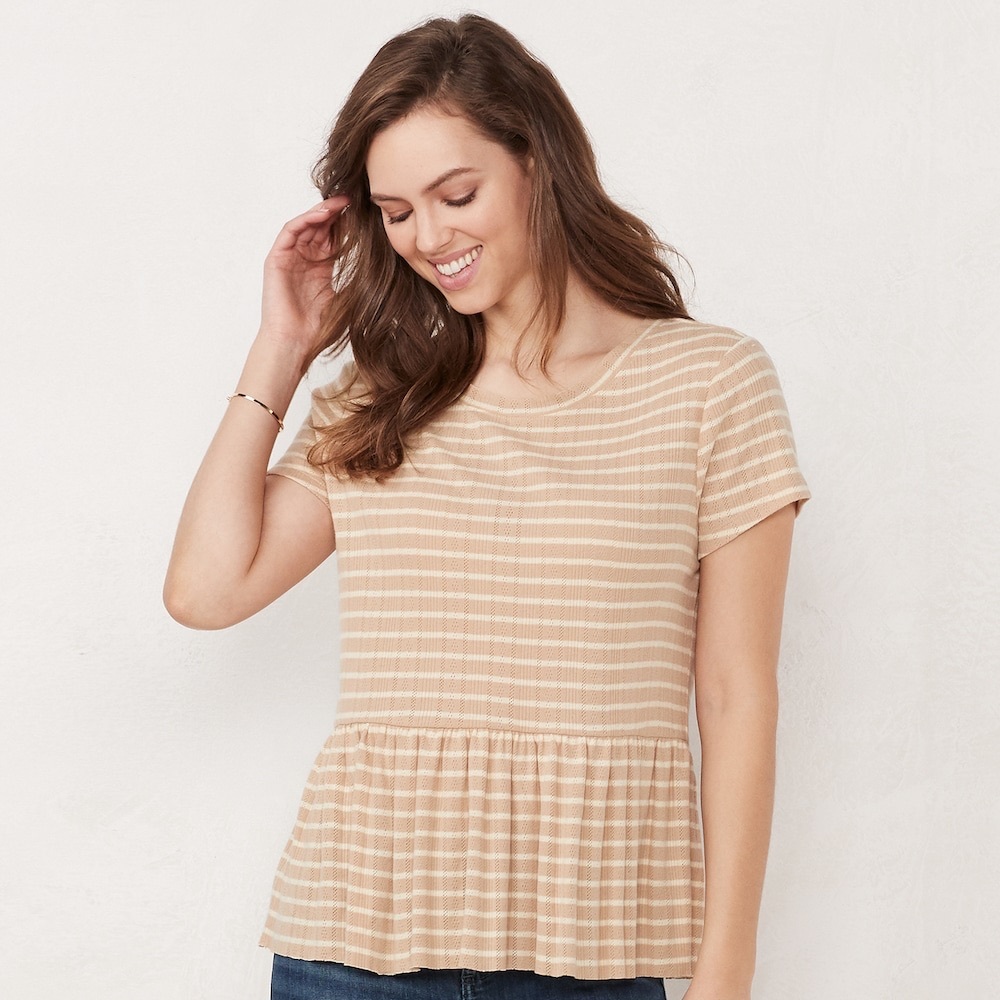 NWT LC Lauren Conrad striped peplum top